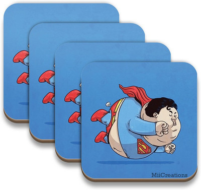 

MiiCreations Square Medium Density Fibreboard Coaster Set(Pack of 4), Multicolor
