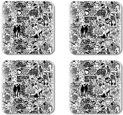 

Crackndeal Square Medium Density Fibreboard Coaster Set(Pack of 4), Multicolor