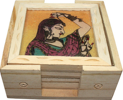 

Paramsai Square Wood Coaster Set(Pack of 6), Brown
