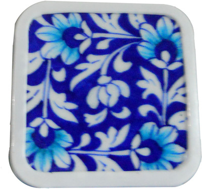 

Aurea Square Ceramic Coaster Set(Pack of 4), Blue