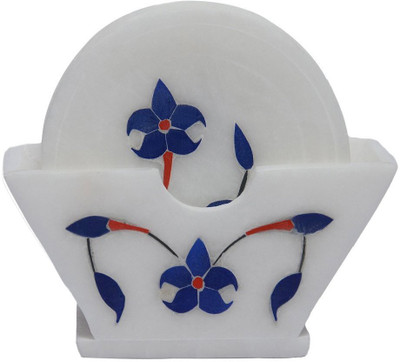 

Kaushal Creation Round Marble Coaster Set(Pack of 1), White
