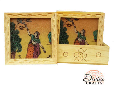 

DivineCrafts Rectangle Wood Coaster Set(Pack of 6), Multicolor