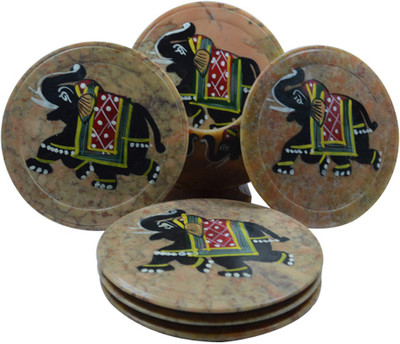 

Craftuno Round Stone Coaster Set(Pack of 6), Grey