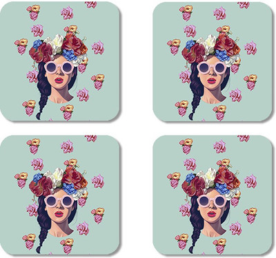 

Crackndeal Square Medium Density Fibreboard Coaster Set(Pack of 4), Multicolor