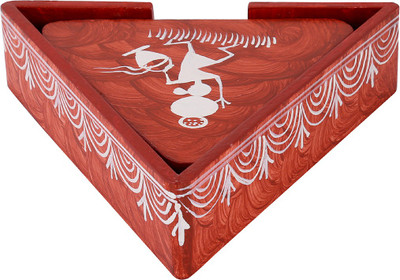 

Rajrang Triangle Wood Coaster Set(Pack of 6), Brown