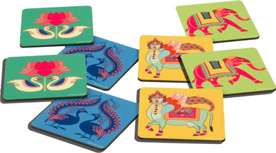 

Design Guns Square Wood Coaster Set(Pack of 8), Multicolor