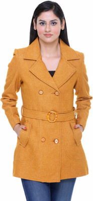 

Trufit Women's Double Breasted Coat, Yellow