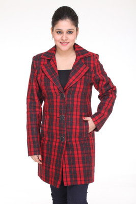

Trufit Tweed Checkered Coat, Red