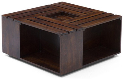 Ringabell Square Zig Zag Solid Wood Coffee Table(Finish Color - Walnut)