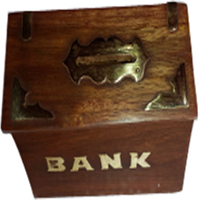 

india wooden handi craft SHESHEEM HUT MONEY BANK Coin Bank(Brown)