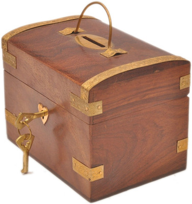 

Woodpedlar Wooden Handicraft antique Hut ShapedTredy Children Piggy Money Coin Bank(Brown)