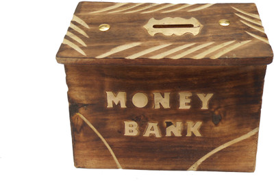 

Handicraft ANTIQUE LOOK HUT SHAPE Coin Bank(Brown)