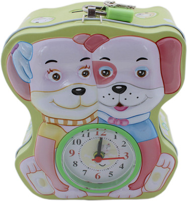 

Tootpado Dog Design Piggy with Clock (1j287) - Made of Metal Coin Bank(Green)