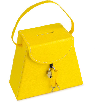 

Eco-Leatherette Handcrafted Coin Bank(Yellow)