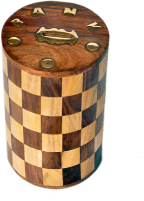 

Woodpedlar Sheesam Wood Handicraft Cylinder Shaped Tredy Children Piggy Money Coin Bank(Brown)