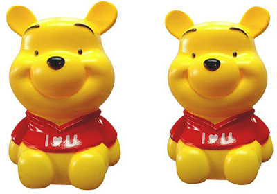 

Tuelip Combo of Two Pooh Cartoon Character Piggy Bank Coin Bank(Yellow, Red)