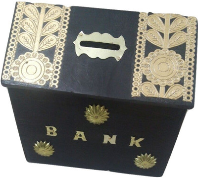 

You2deal Wooden Handicraft Antique Style Money Bank Children Gift Item Toy Coin Bank(Black)