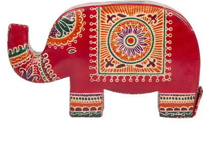 

The Indian Handicraft Store Large Red Leather Elephant Bank Coin Bank(Multicolor)