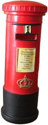 

GeekGoodies Slim Post Box Mail Letter Decorative Showpiece With Coin Bank(Red, Black)