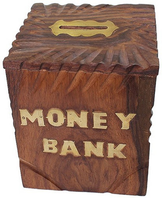 

Craftspoint Sheesham Wood Hut Shape money bank Coin Bank(Brown)
