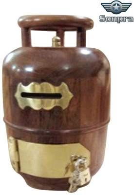 

Sonpra Wooden Gas Cylinder Coin Bank(Brown)