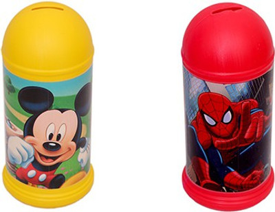 

Disney Set of Marvel Spiderman and Mickey Coin Bank(Multicolor)