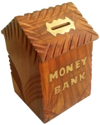 

MyWoodKart coinboxhut Coin Bank(Brown)