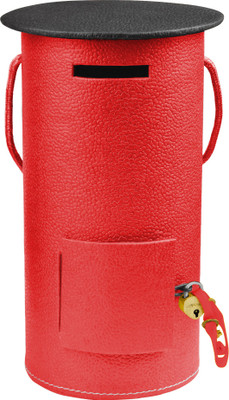 

Eco-Leatherette Round Coin Bank Coin Bank(Red)