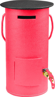 Eco-Leatherette Round Coin Bank Coin Bank(Pink)