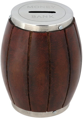 

RoyaltyLane Wooden Money Bank - Barrel Coin Handmade Money Box for Kids and Adults Decor - Piggy Bank Retro Coin Bank(Black)