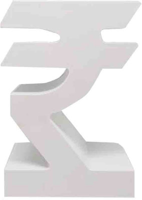 

Tuelip White Indian Rupee logo Shape Piggy Coin Bank(White)