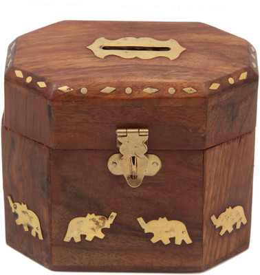 

JaipurCrafts Decorative Elephant Coin Bank(Brown, Gold)