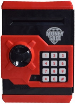 

Money Safe ATM Electronic Money with Instruction Manual Coin Bank(Black, Red)