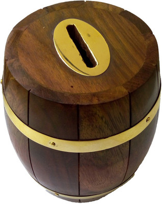 

Kartique Premium Wooden Barrel Shape Coin Bank(Brown)