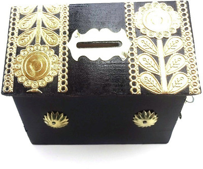 

Woodpedlar Wooden Handicraft Black Hut shaped Trendy Children Piggy Money Coin Bank(Black)