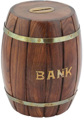 

Sparkle India wooden money Coin Bank(Brown)