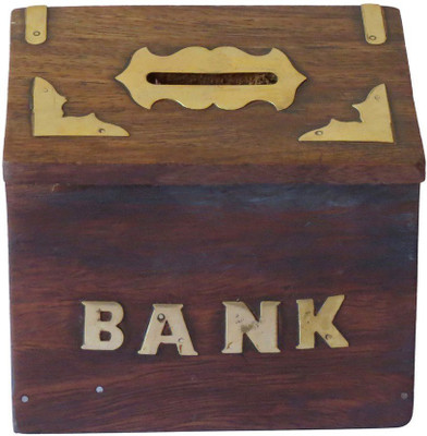 

CE Wooden money Bank Coin Bank(Brown)