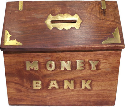 

Frabjous Wooden Coin Bank(Brown)