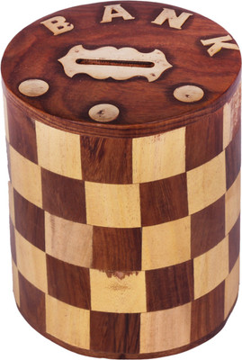 JE Products Wooden Coin Bank(Brown)