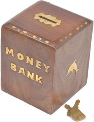 HanumantCreations Wooden Money Coin Bank(Brown)