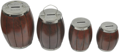 

Artist Haat Steel Dholak Money ( Set Of 4 ) Coin Bank(Brown)