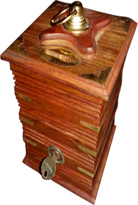 

india wooden handi craft India wooden handicraft post office type shesheem money bank Coin Bank(Brown, Gold)