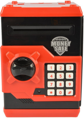 

SMT Money Safe Kids Piggy Savings Bank with Electronic Lock (Black & Red) Coin Bank(Multicolor)
