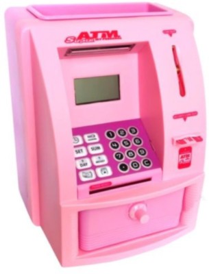 

Tara Lifestyle ATM Machine for kids open with secret code electronic lock with display Coin Bank(Pink)