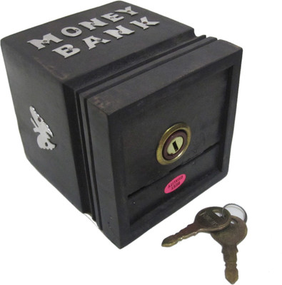 

You2deal Wooden Handicraft Antique Style Children Gift Item Small Coin Bank(Black)