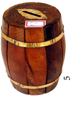 

Wood Beauty beer drum shaped Coin Bank(Brown)