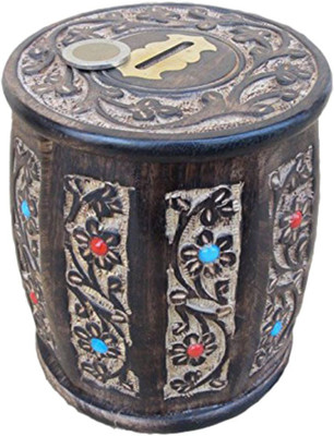 

Asma Collection Woodkartindia Wooden Piggy Bank Coin Bank(Black)