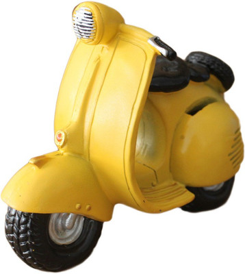 

GeekGoodies Scooter Vespa Design Decorative Showpiece With Piggy Coin Bank(Yellow)