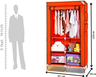 Evana Carbon Steel Collapsible Wardrobe(Finish Color - Orange)