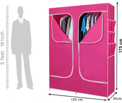 

Evana Carbon Steel Collapsible Wardrobe(Finish Color - Pink)